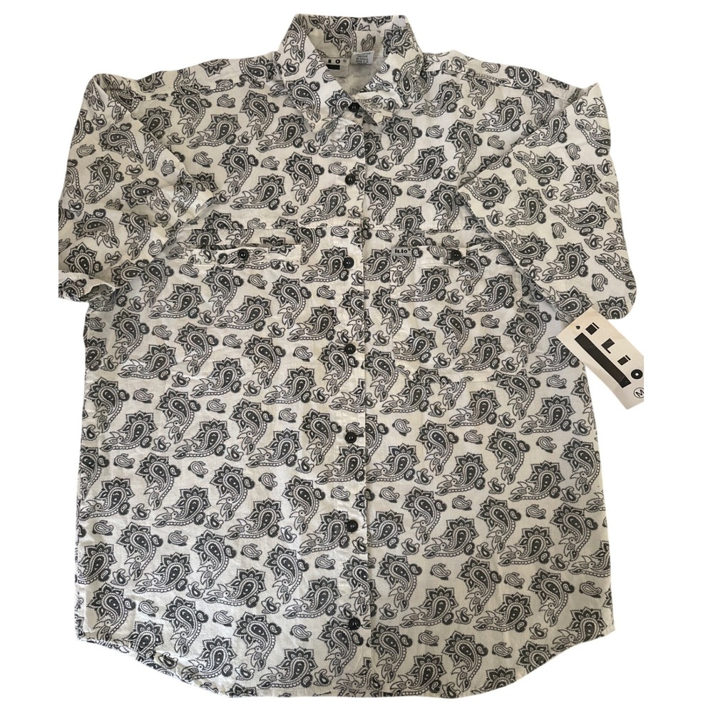 NWT ILIO‎ Paisley Print Shirt Short Sleeve Button Up Casual Top Mens Size Medium